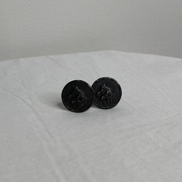 VINTAGE Men's Silver Horse Design Cufflinks - Picture 4 of 4